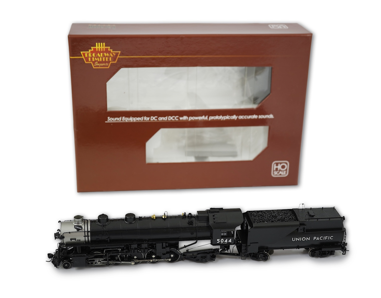 A boxed HO gauge Broadway Limited Paragon Series (1293) model of Union Pacific TTT-6, 5044, 2-10-2 locomotive with bogie tender, powered for two rail operation.